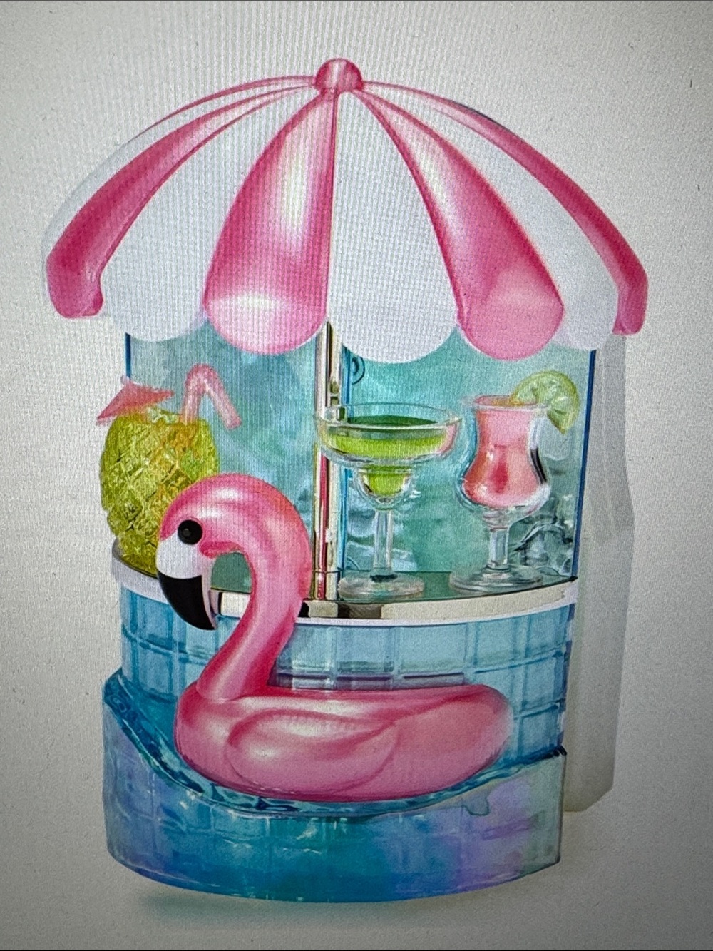 Bath & Body Works Pink Flamingo Drink Display with Blue Base